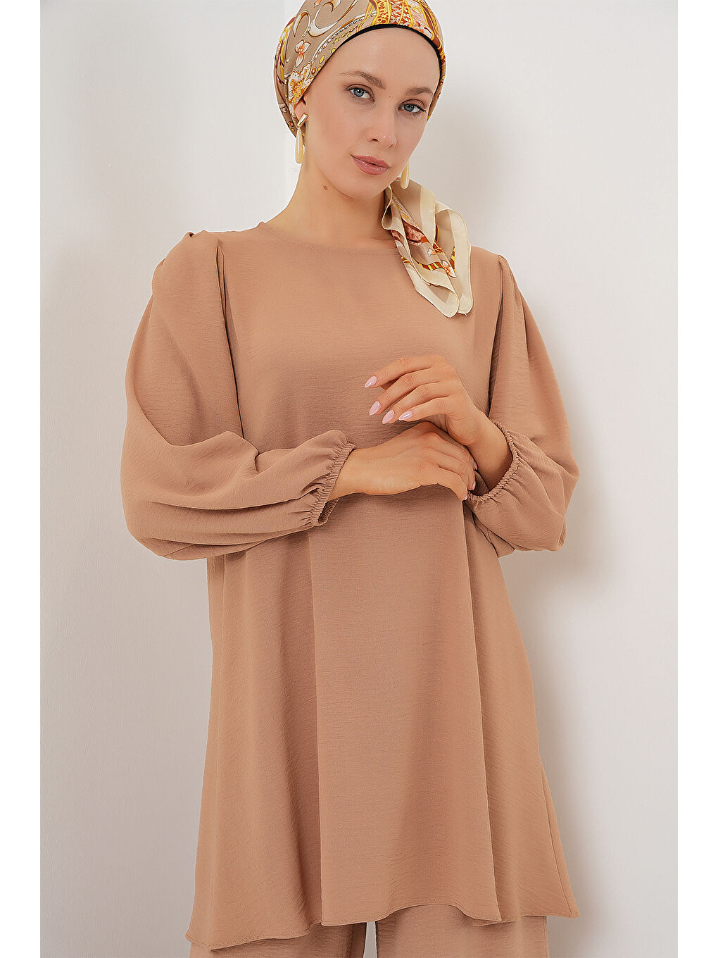 Bej Ayrobin Tunik Pantolon Alt Üst Takım 6712 - Vizon-1