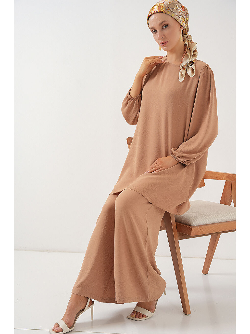 Bej Ayrobin Tunik Pantolon Alt Üst Takım 6712 - Vizon-2