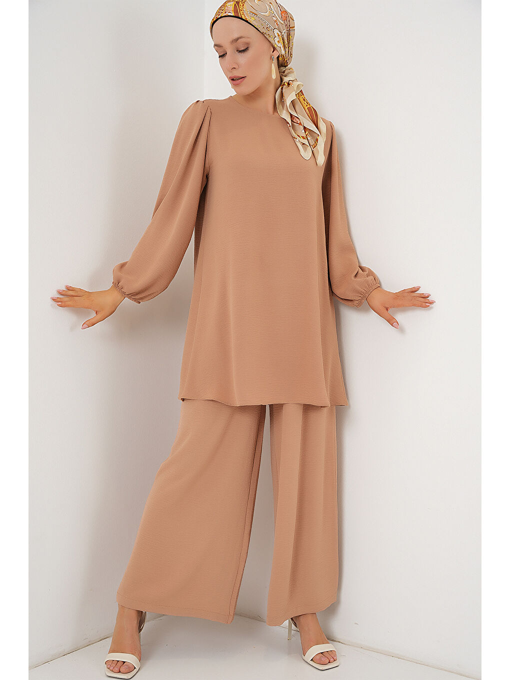 Bej Ayrobin Tunik Pantolon Alt Üst Takım 6712 - Vizon-3