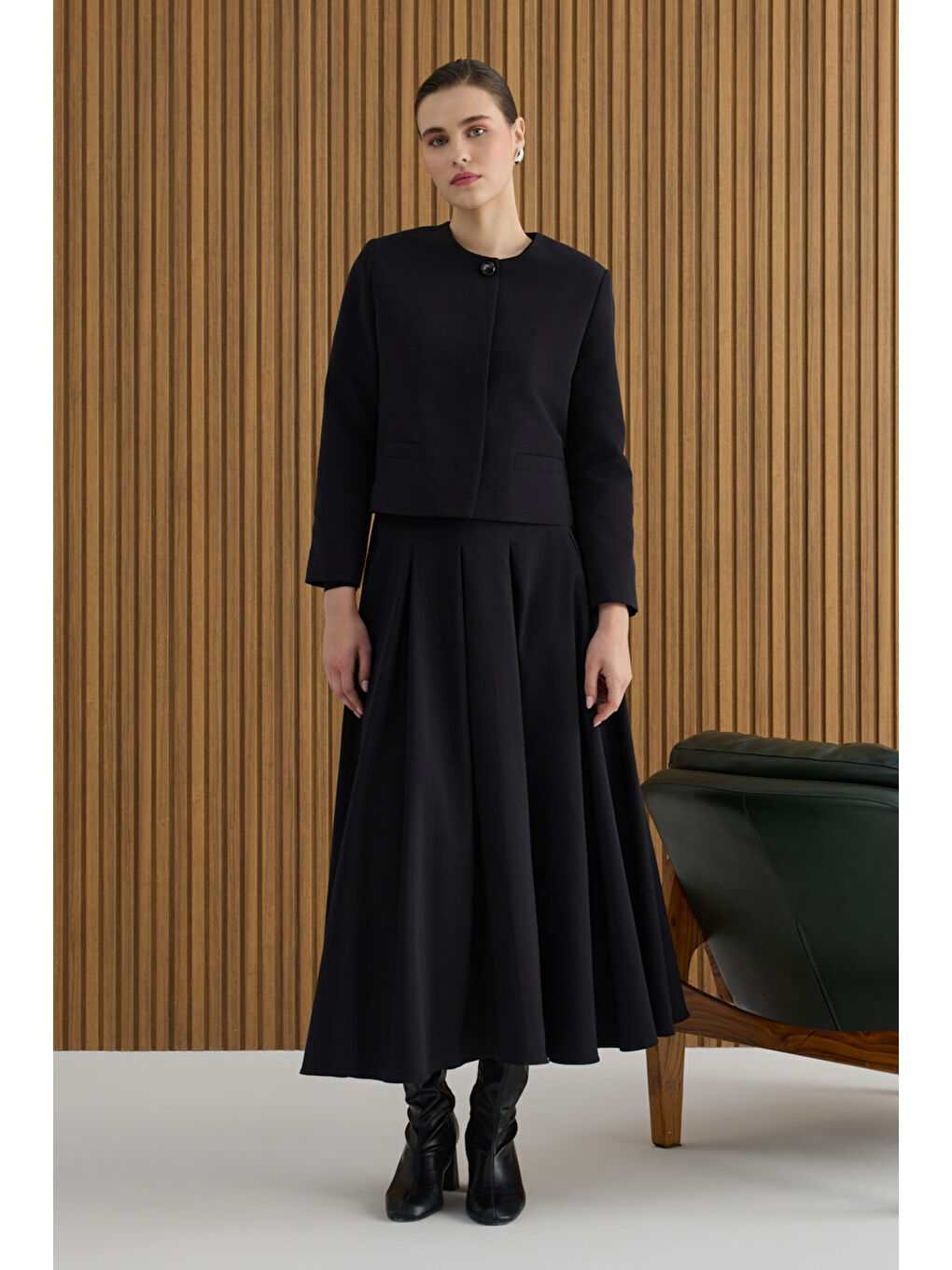 Siyah Pamuk Kısa Ceket-1