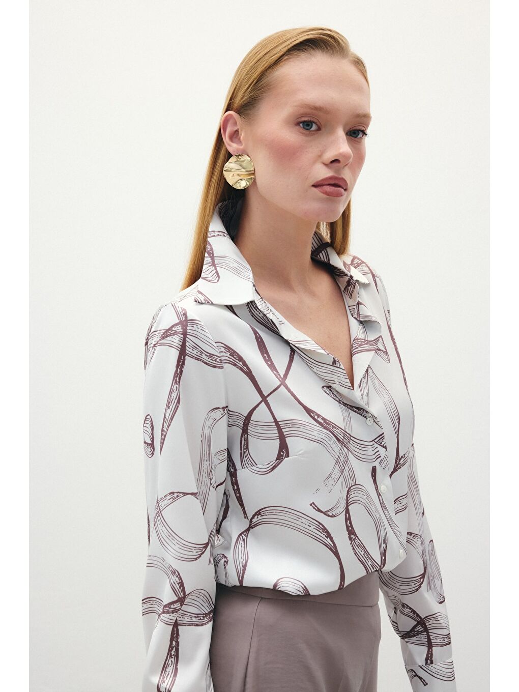 Kahverengi Desenli Klasik Gömlek - Kahve-5