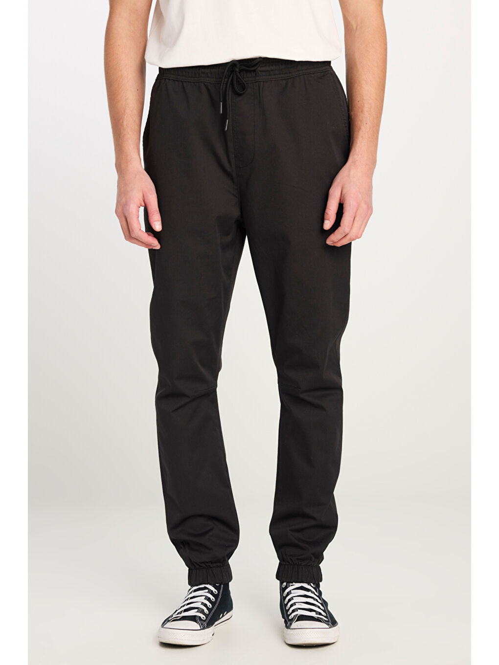 Regular Fit Normal Kesim Ribanalı Paça Pamuklu Siyah Jogger Pantolon-2