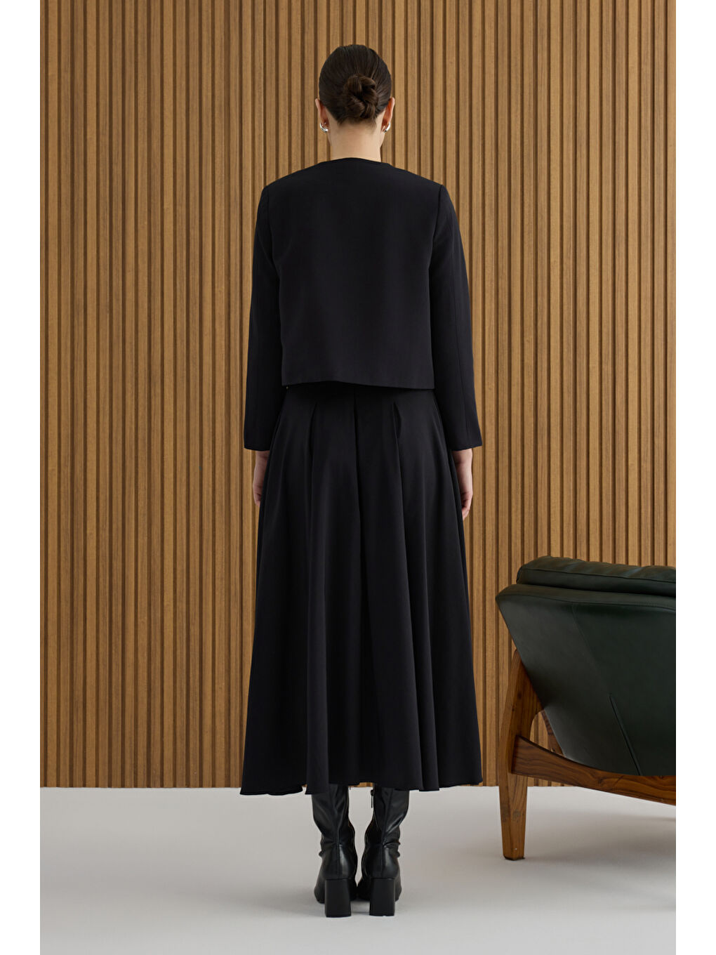 Siyah Pamuk Kısa Ceket-5