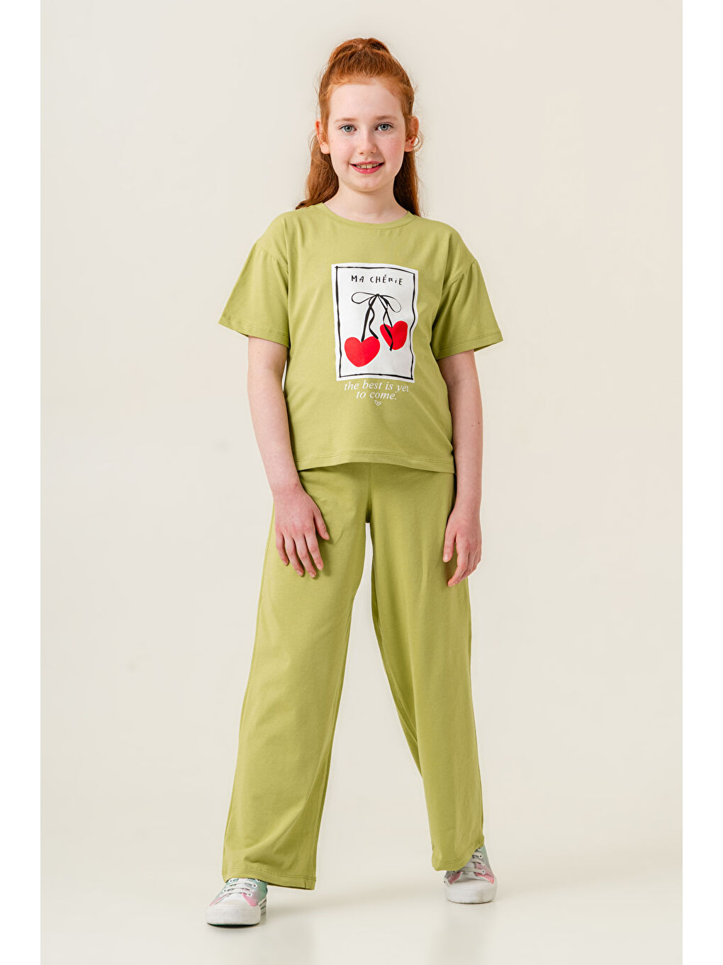 Kız Çocuk Ma Cherie Baskılı Takım 7-12 Yaş Yeşil 022-4