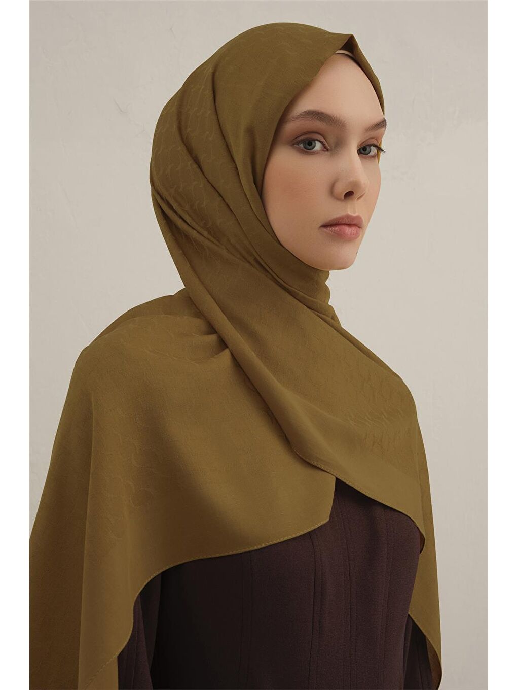 Yeşil Link Desen Bambu Pamuk Şal 71-3