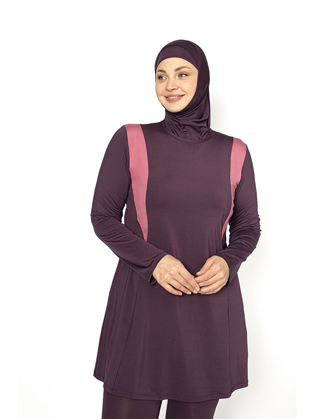 Mürdüm Garnili Tam Kapalı Büyük Beden Tesettür Mayo 5410-2