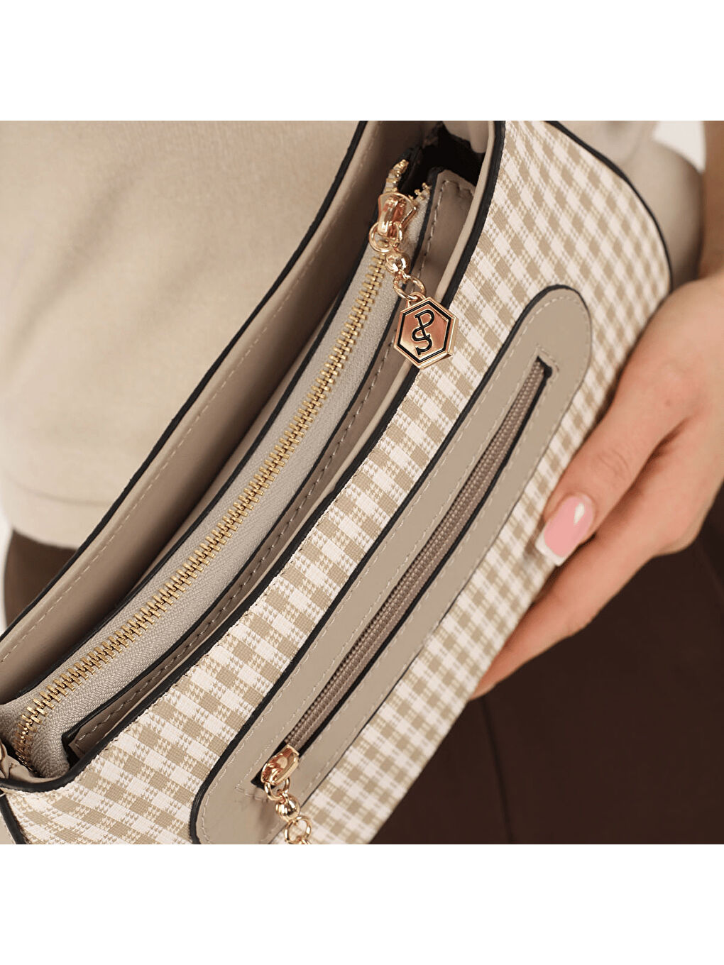 Kadın SP1251-M191 SILVER POLO Omuz Çantası Kum Beji-Kum Beji-6