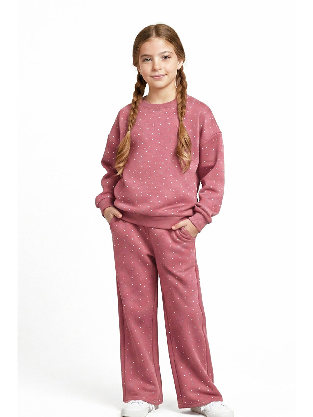 Mercan Kız Çocuk Taş Süslemeli 2 İplik Alt-Üst Takım 4-12 Yaş 12514