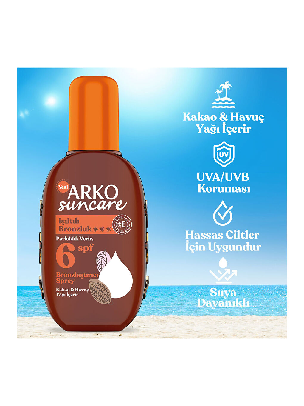 Arko Beyaz Suncare Spf6 Bronzlaştırıcı Güneş Yağı Sprey 220 ml - 1