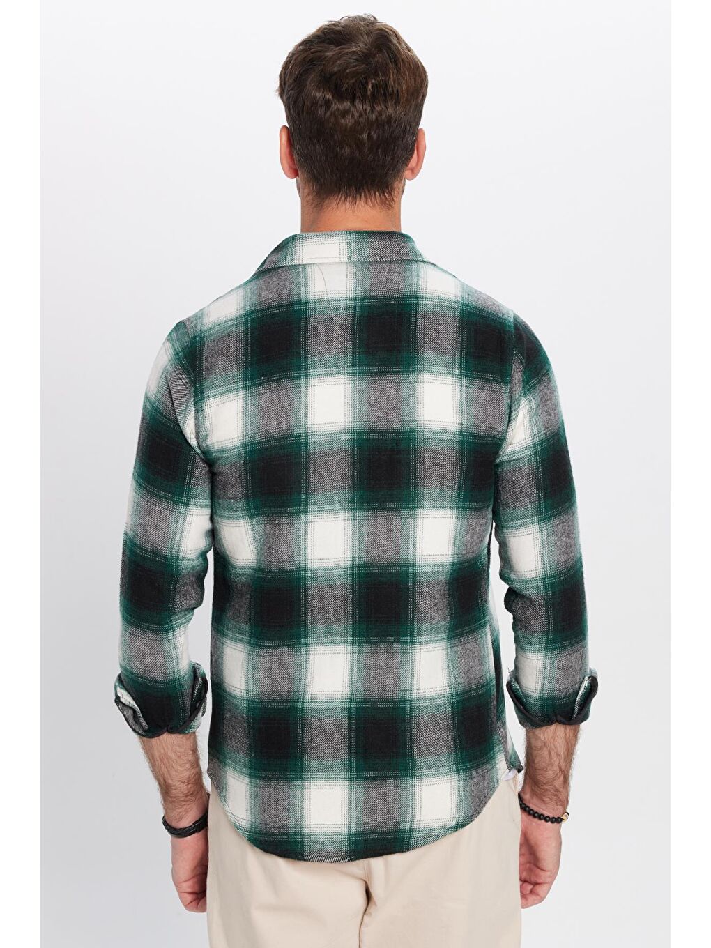 Karışık Erkek Slim Fit Dar Kesim Çift Cepli Kareli Kışlık Oduncu Gömlek-4