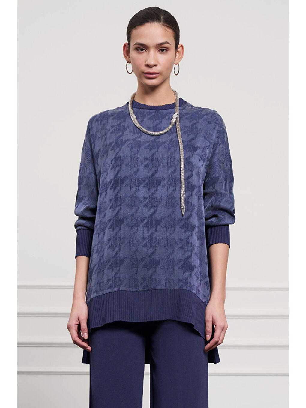 Kazayağı Desen Tunik 3009 Lacivert-1