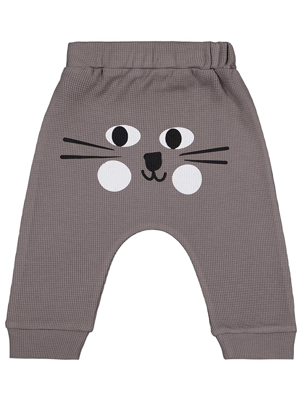 Baby Kedi Yüz Baskılı 6-18 Ay Tek Alt Bebe - Gri-1