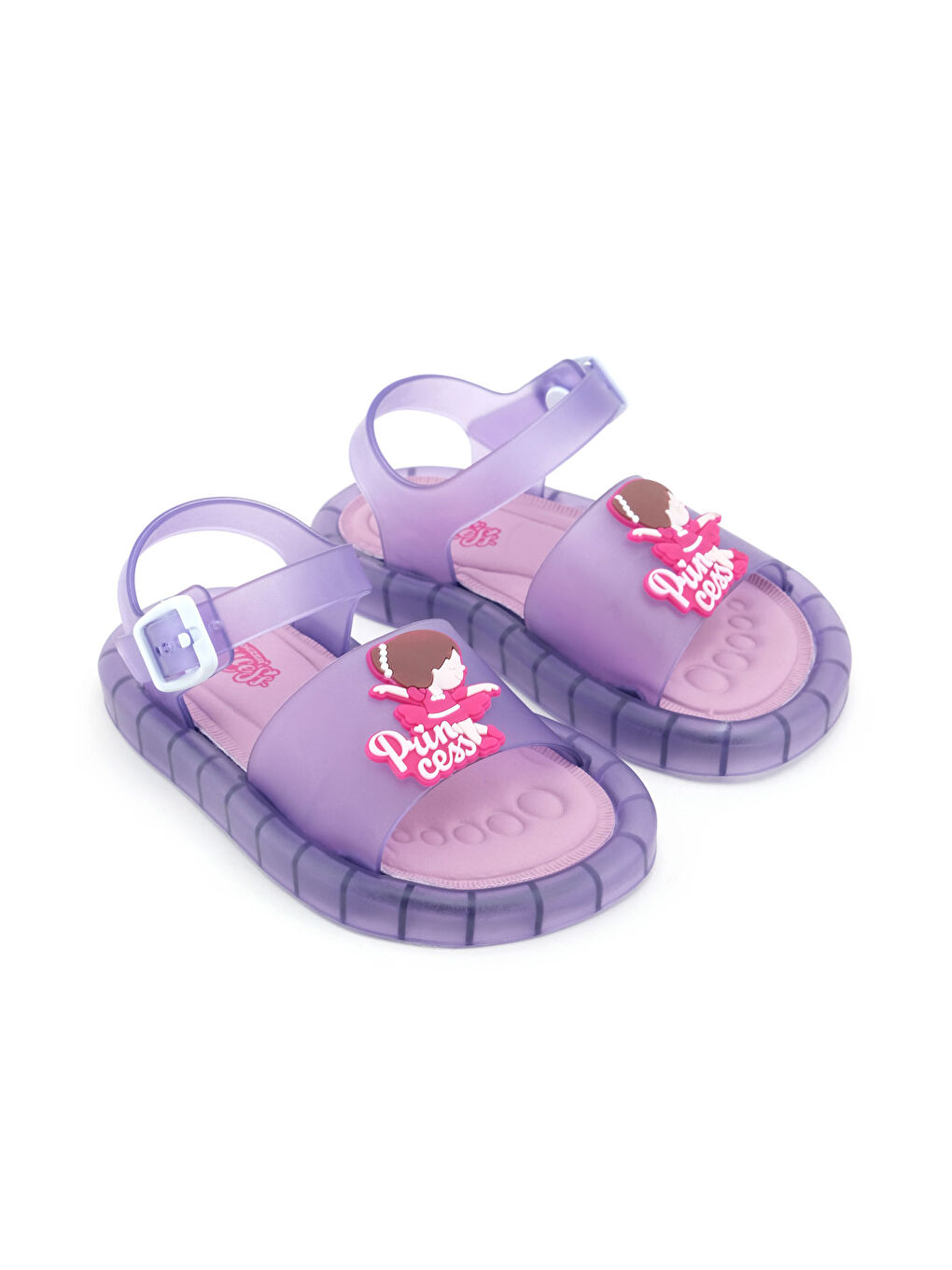 Lila Prenses Kız Çocuk Yazlık Airblow Tokalı Ayarlanabilir Rahat Işıklı Taban Günlük Sandalet