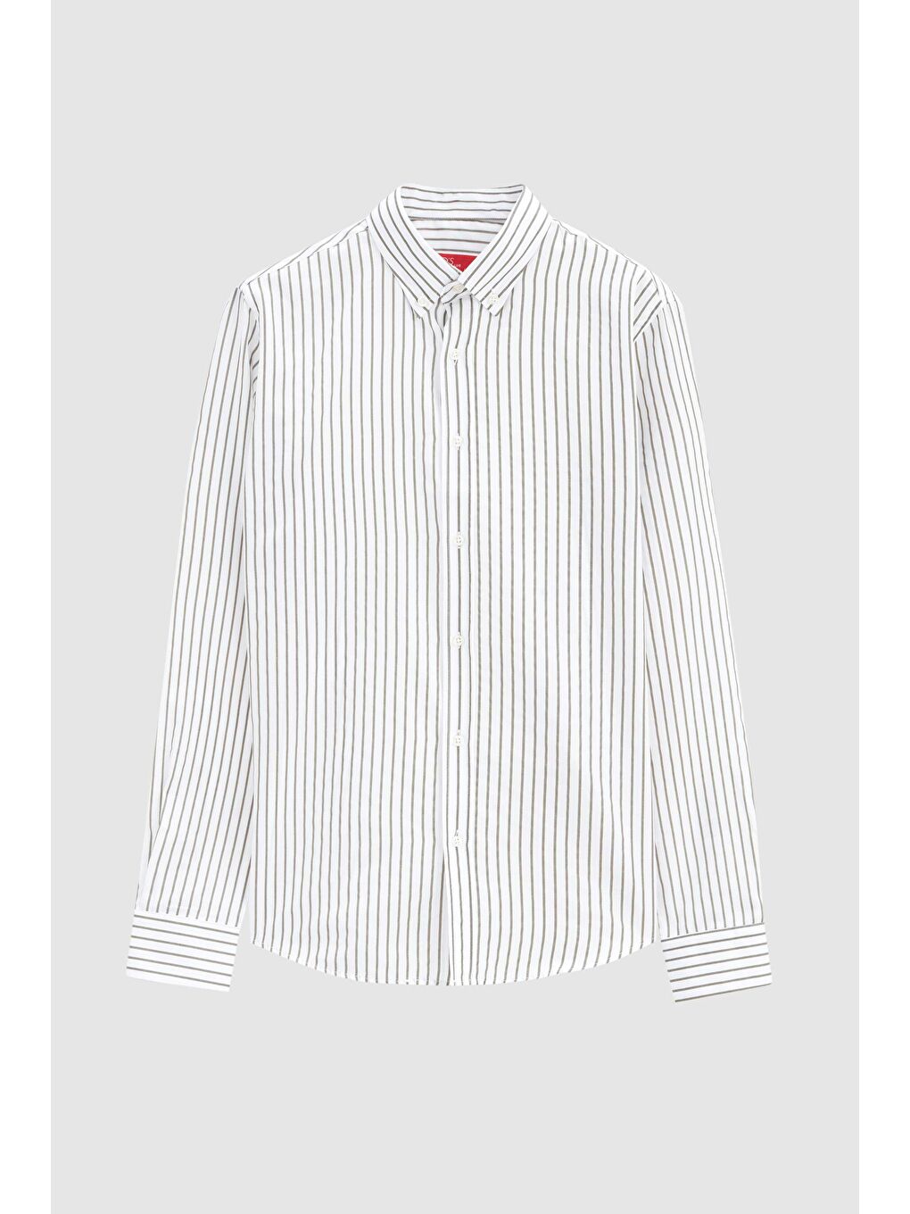 Slim Fit Yeşil Çizgili Gömlek-4