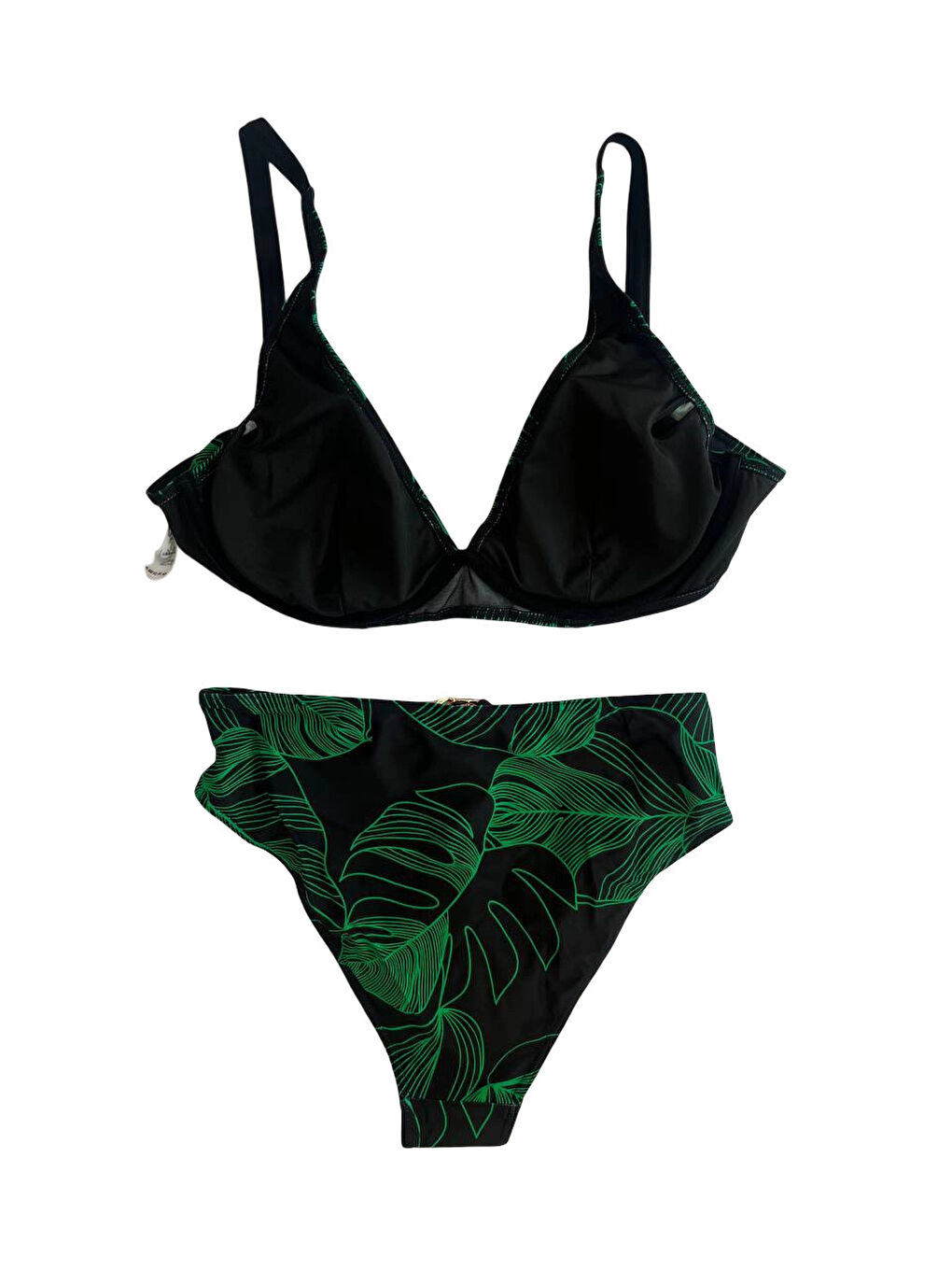 Kadın Siyah Yeşil Aksesuar Detaylı Astarlı Bikini Takımı HZL25S-LC25147-3