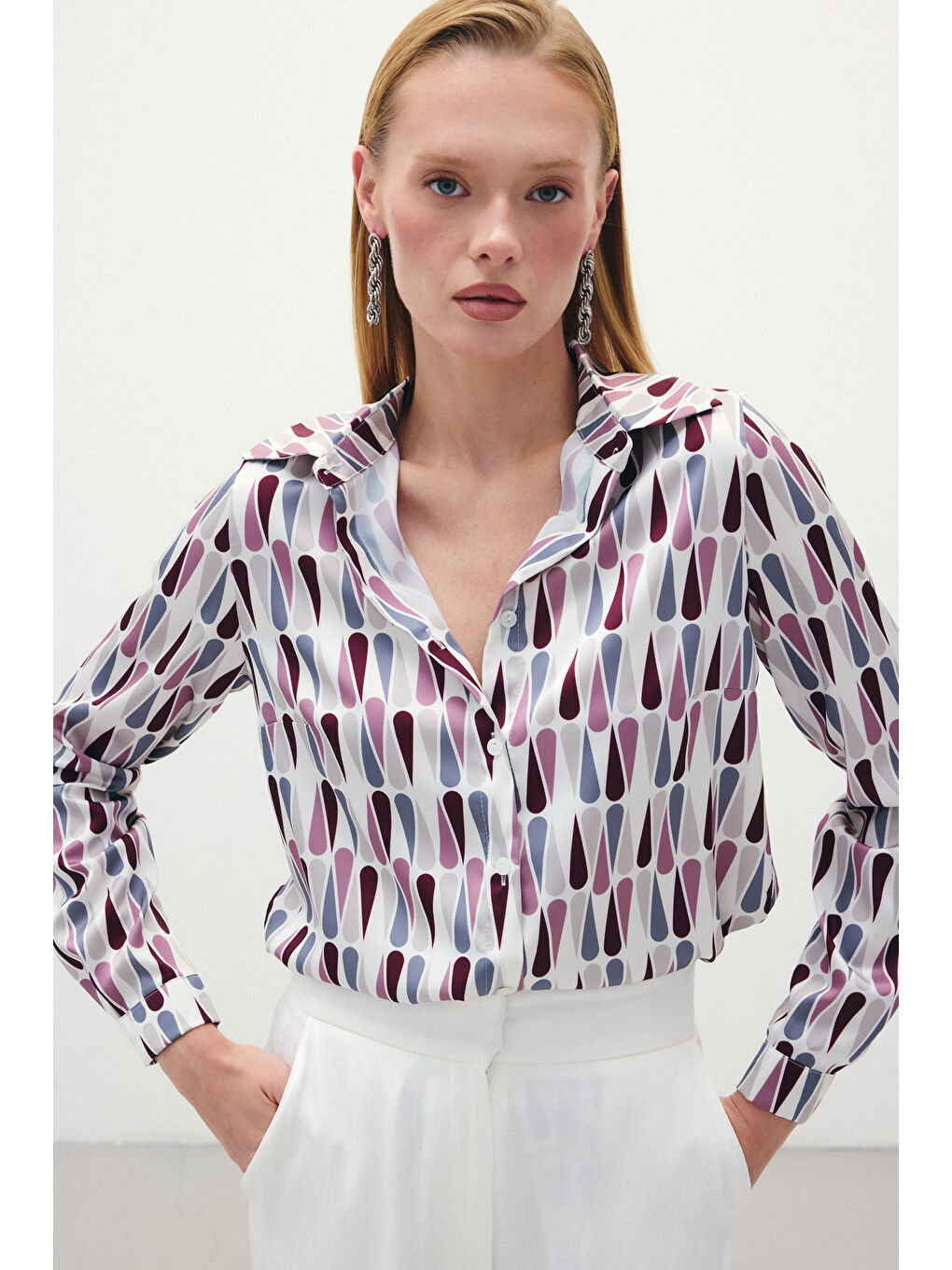 Düz Klasik Gömlek - Bordo-3