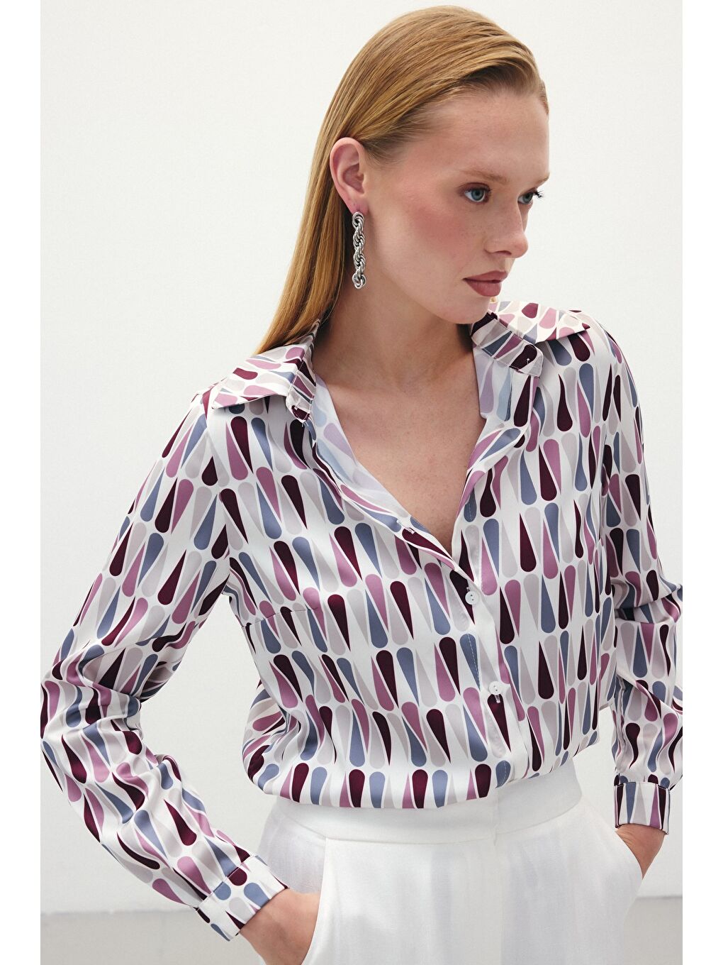 Düz Klasik Gömlek - Bordo-4