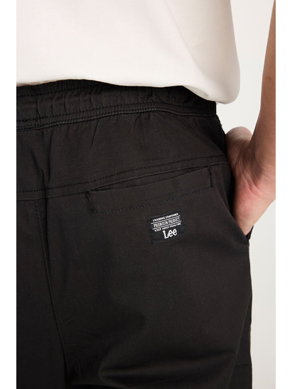 Regular Fit Normal Kesim Ribanalı Paça Pamuklu Siyah Jogger Pantolon-5