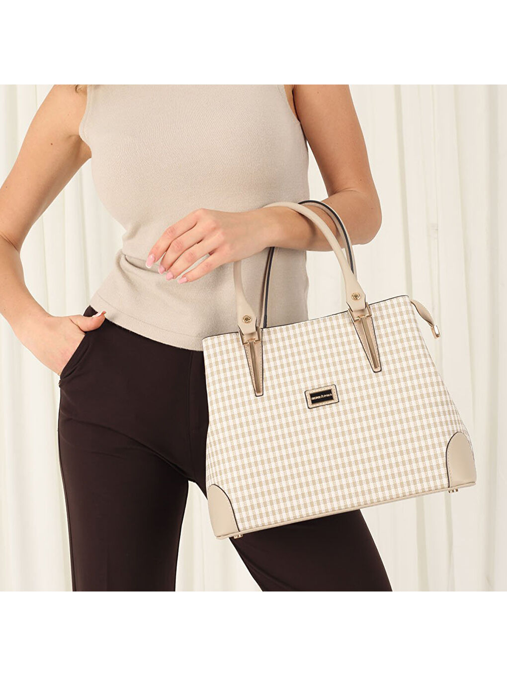 Kadın SP667-M191 SILVER POLO El Çantası Kum Beji-Kum-5