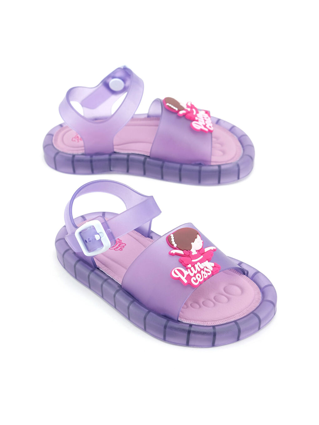 Lila Prenses Kız Çocuk Yazlık Airblow Tokalı Ayarlanabilir Rahat Işıklı Taban Günlük Sandalet-1