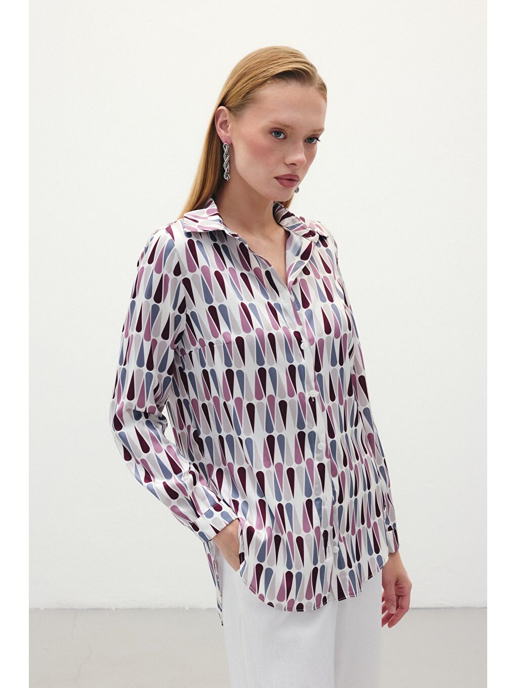 Düz Klasik Gömlek - Bordo-5