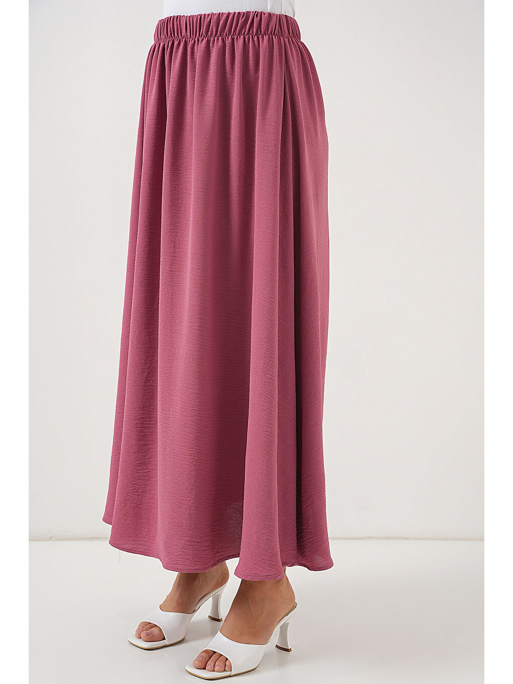 Pembe Kadın Uzun Ayrobin Etek 8050 - Gül Kurusu-1