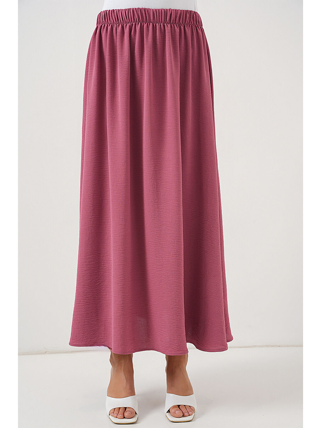 Pembe Kadın Uzun Ayrobin Etek 8050 - Gül Kurusu-3