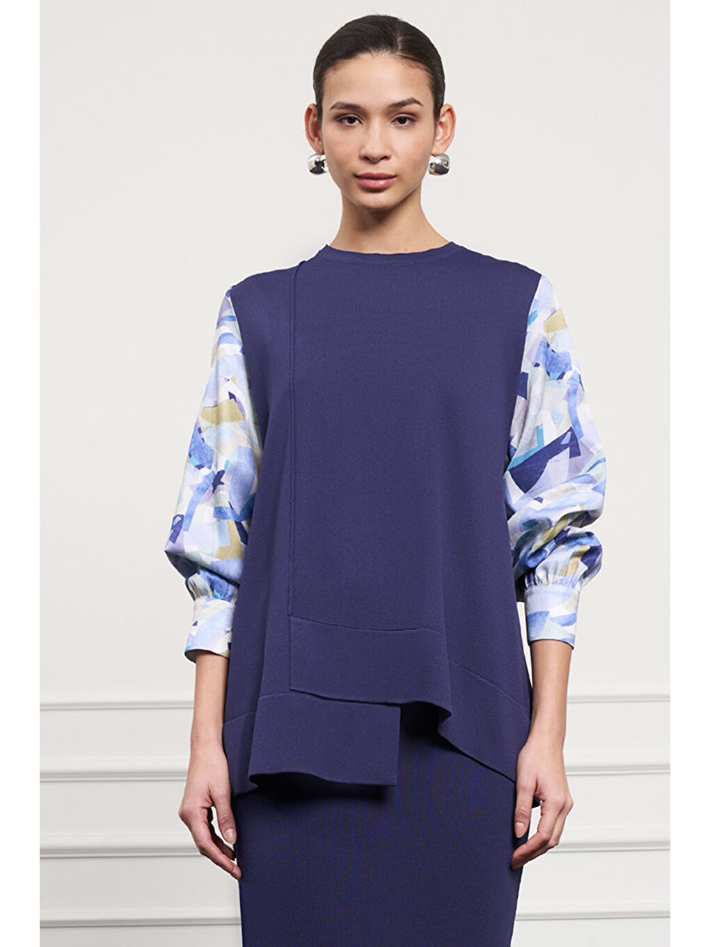 Kol Desen Detay Tunik 3011 Lacivert-2