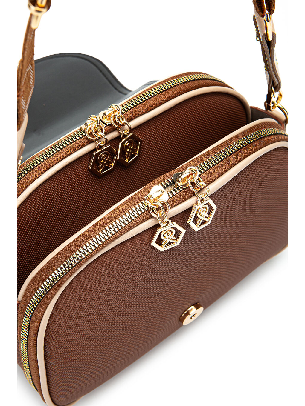 Kahverengi Çok Gözlü Suni Deri Kadın Çapraz Çanta Dave Taba-4