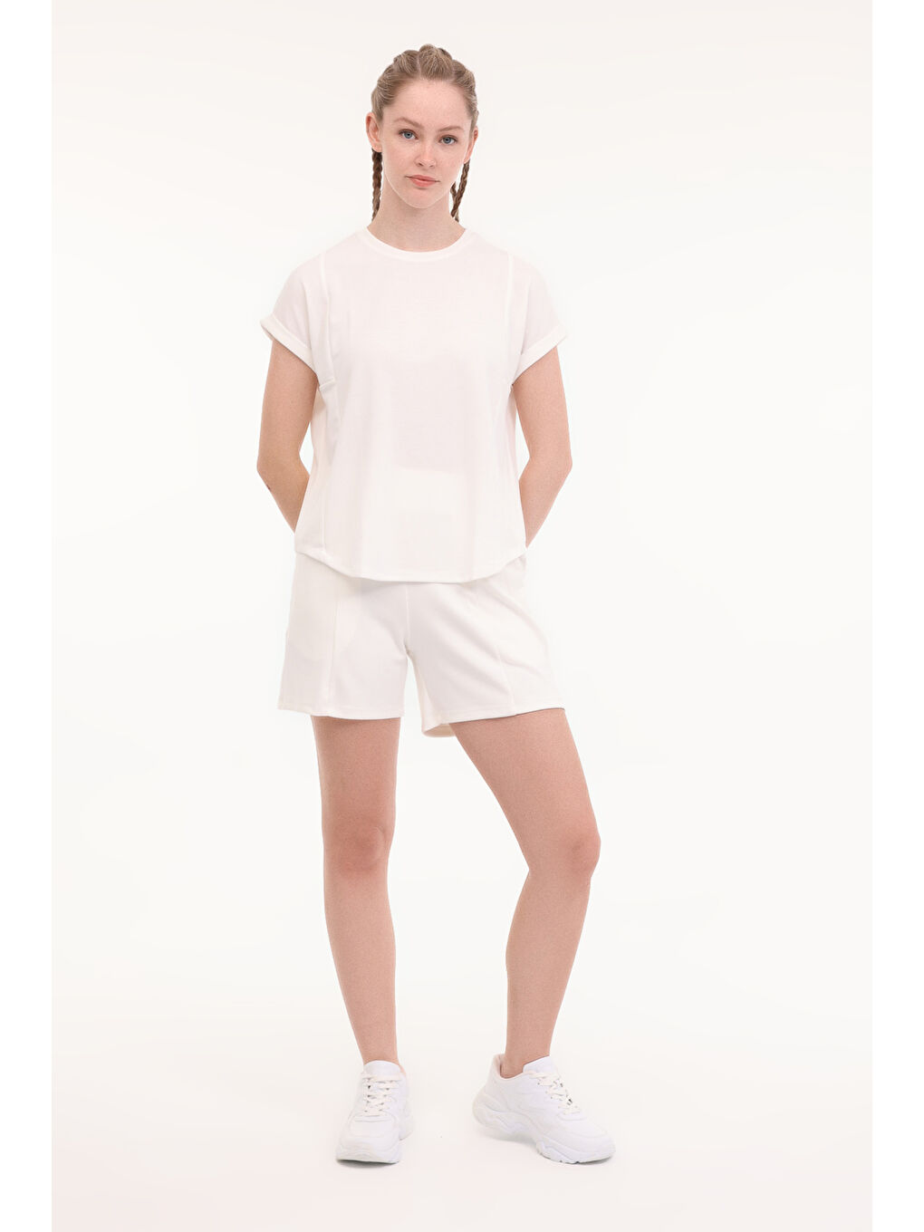 Bej WL LIN 20QFYY430-068 5FX Ekru Kadın Şort-2