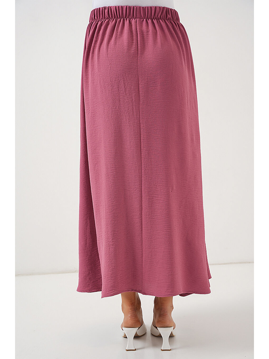 Pembe Kadın Uzun Ayrobin Etek 8050 - Gül Kurusu-5