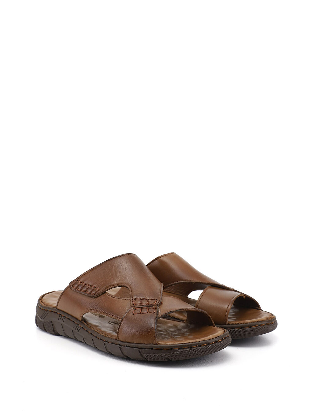 Kahverengi Erkek KAHVERENGİ Hakiki Deri Comfort Terlik-1