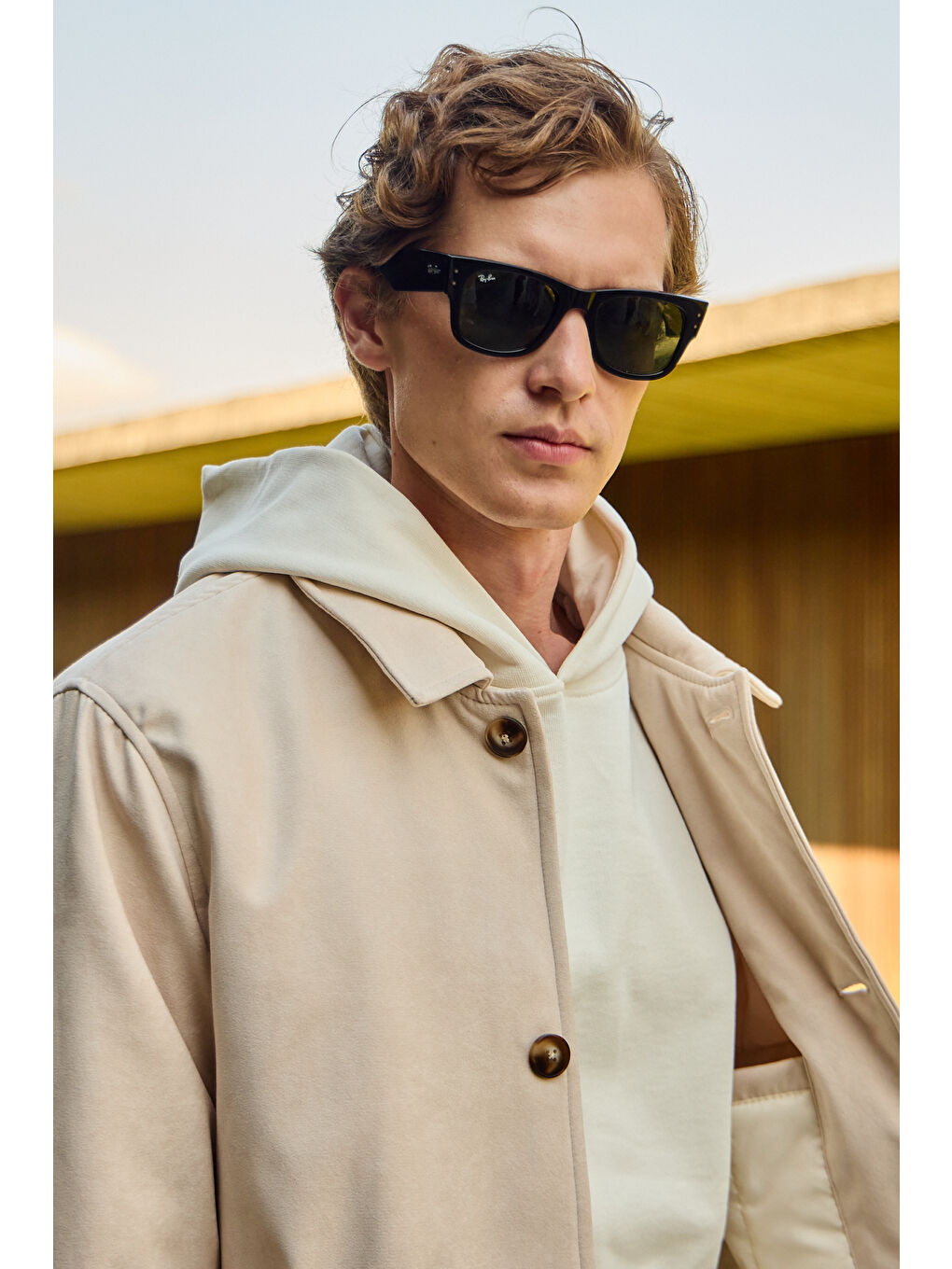 Bej Erkek Süet Kapitoneli Mont Ceket Taş-3