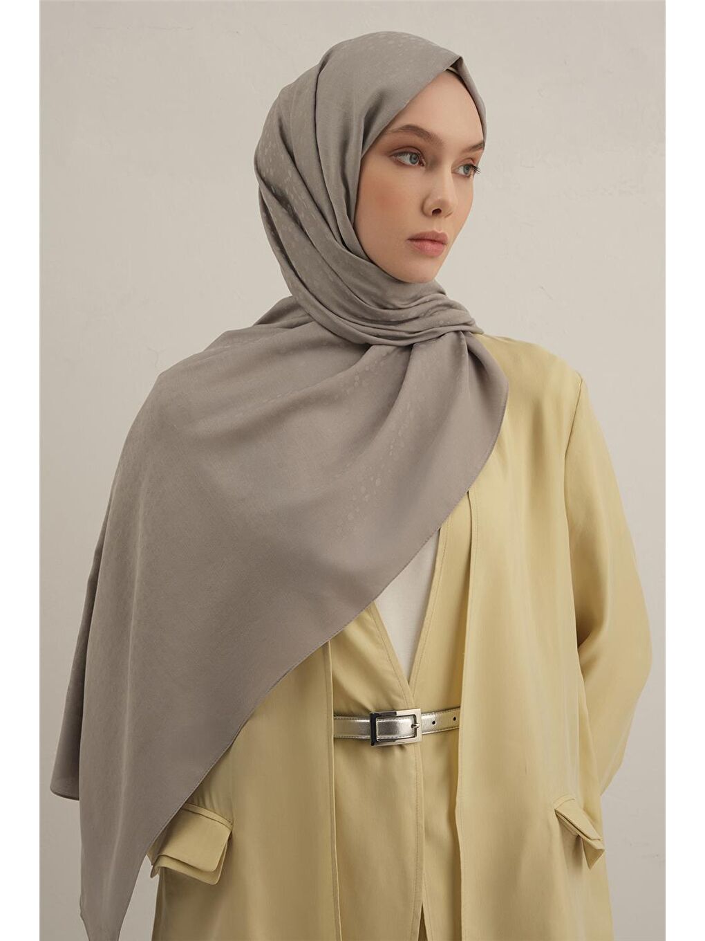 Gri Damla Desen Bambu Pamuk Şal 20-2