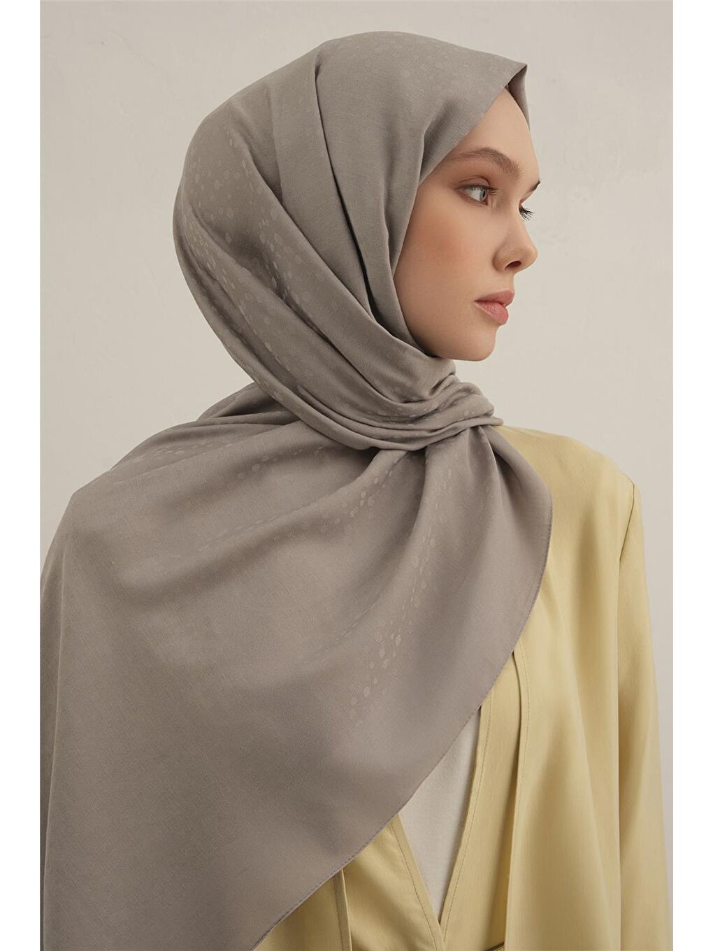 Gri Damla Desen Bambu Pamuk Şal 20-3