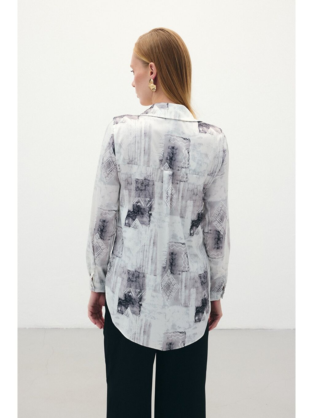 Desenli Klasik Gömlek - Bej-7