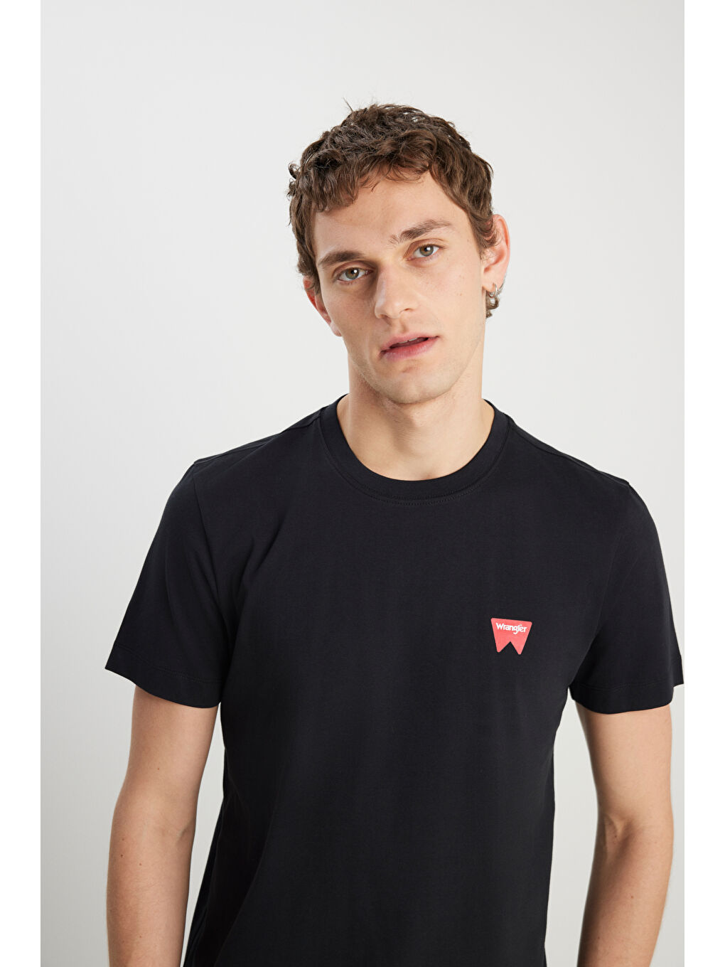 %100 Pamuk Regular Fit Normal Kesim Minimal Logo Siyah Tişört-3