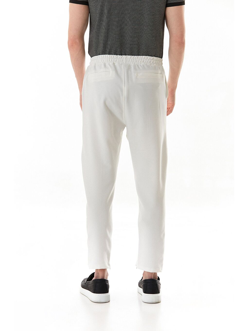 Ekru Beli Lastikli Çimalı Jogger Pantolon-3