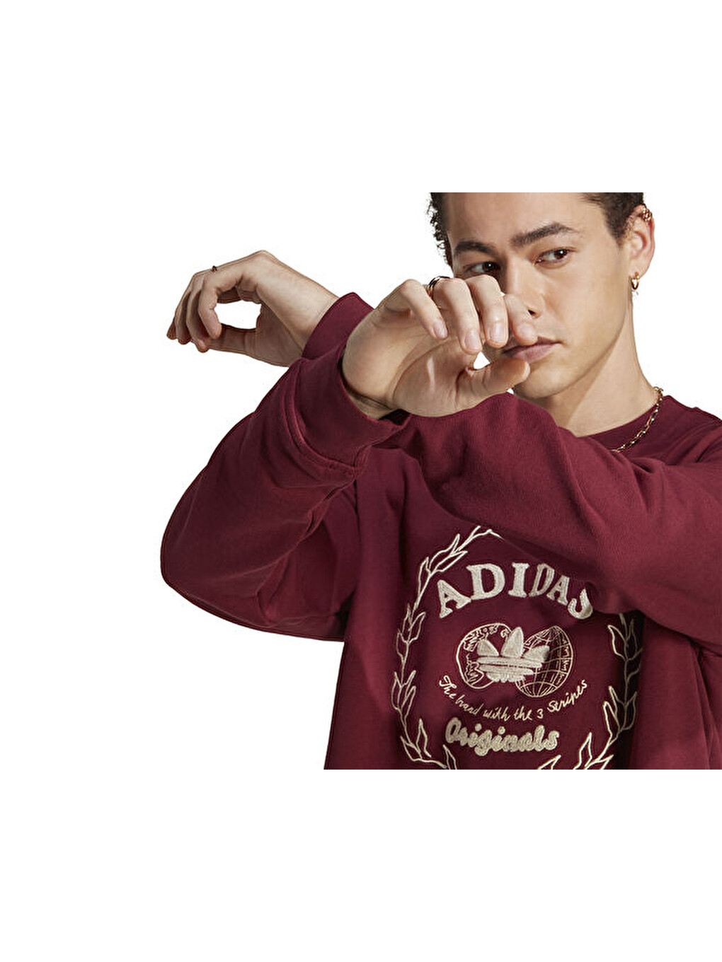 Hta Crew Erkek Günlük Sweatshirts Ic5770 Kırmızı-4