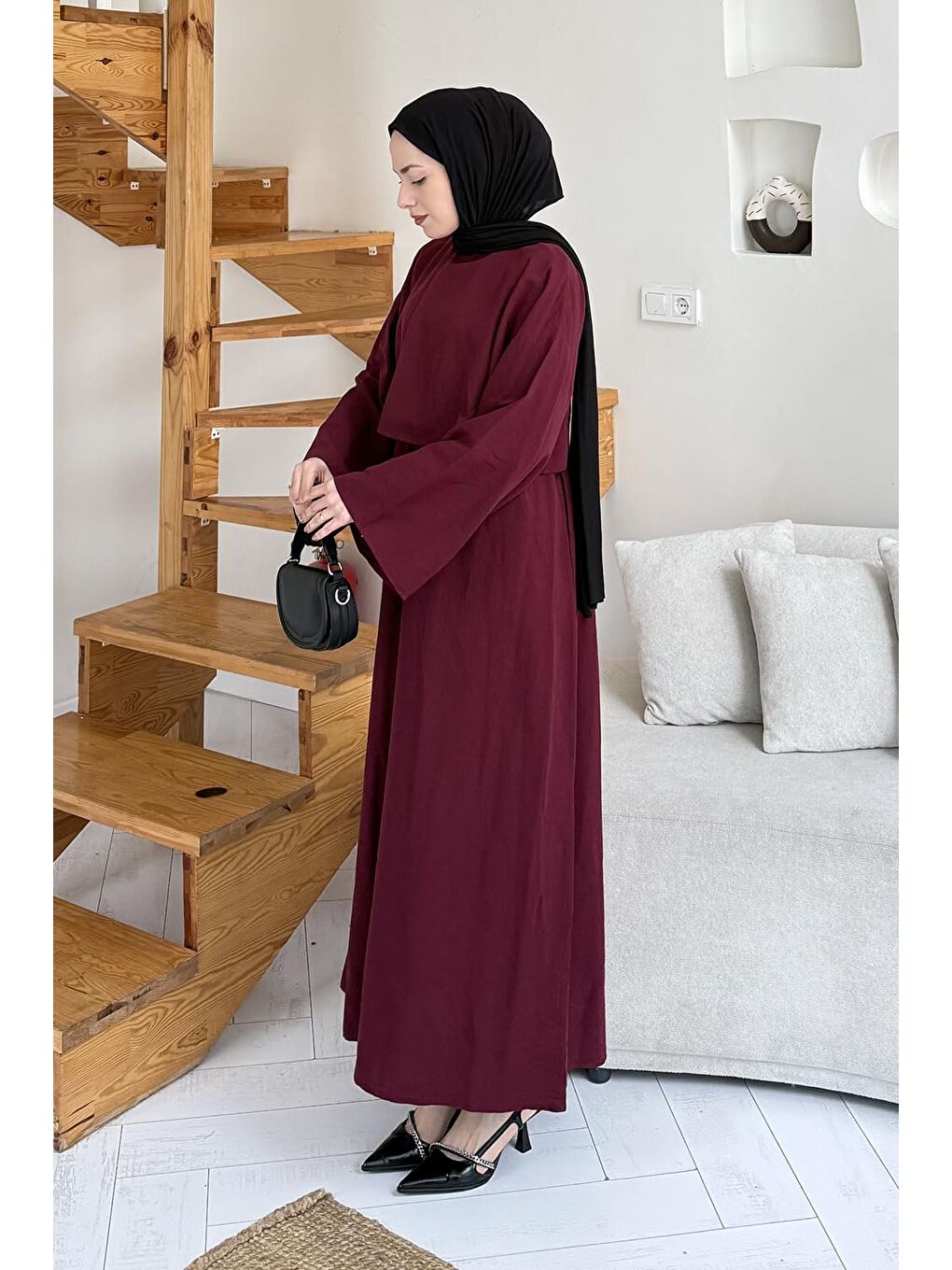 Etekli Tesettür Takım Bordo-1