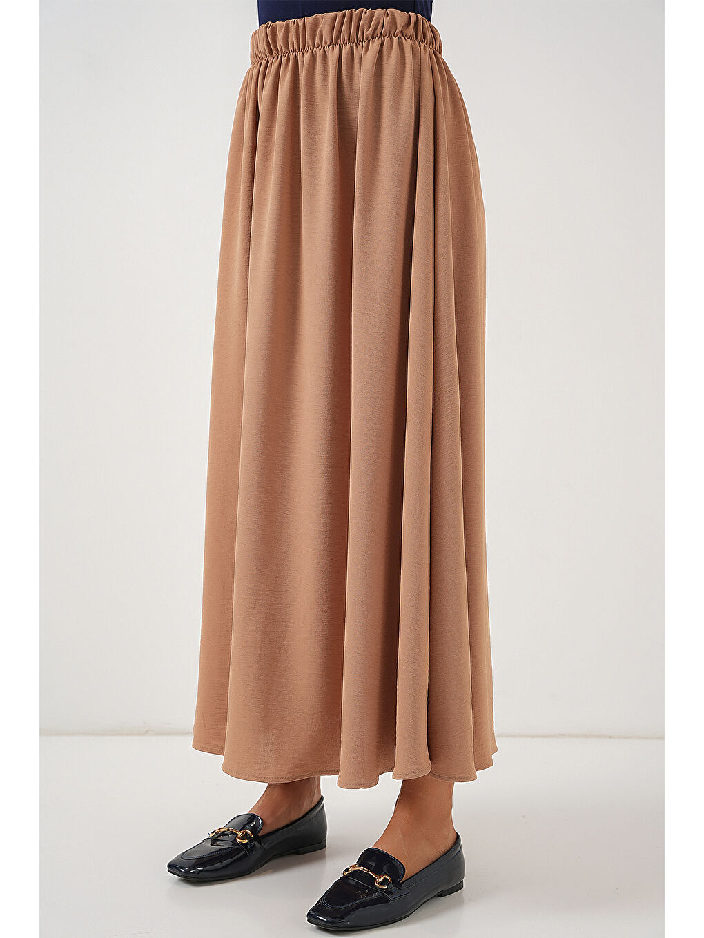 Sarı Kadın Uzun Ayrobin Etek 8050 - Camel-1