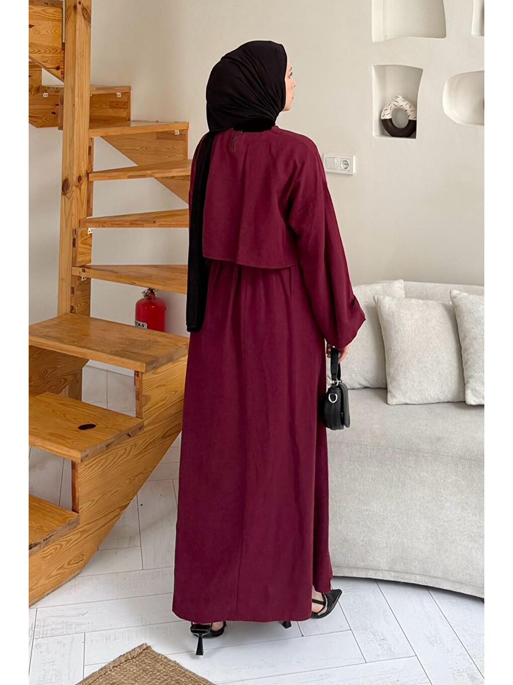 Etekli Tesettür Takım Bordo-3