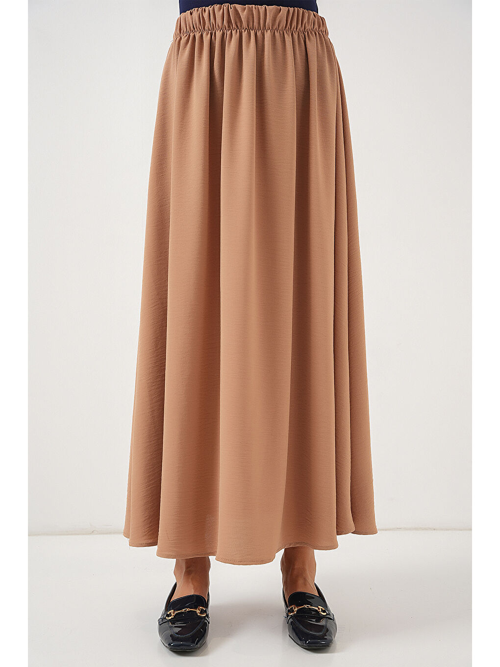 Sarı Kadın Uzun Ayrobin Etek 8050 - Camel-3