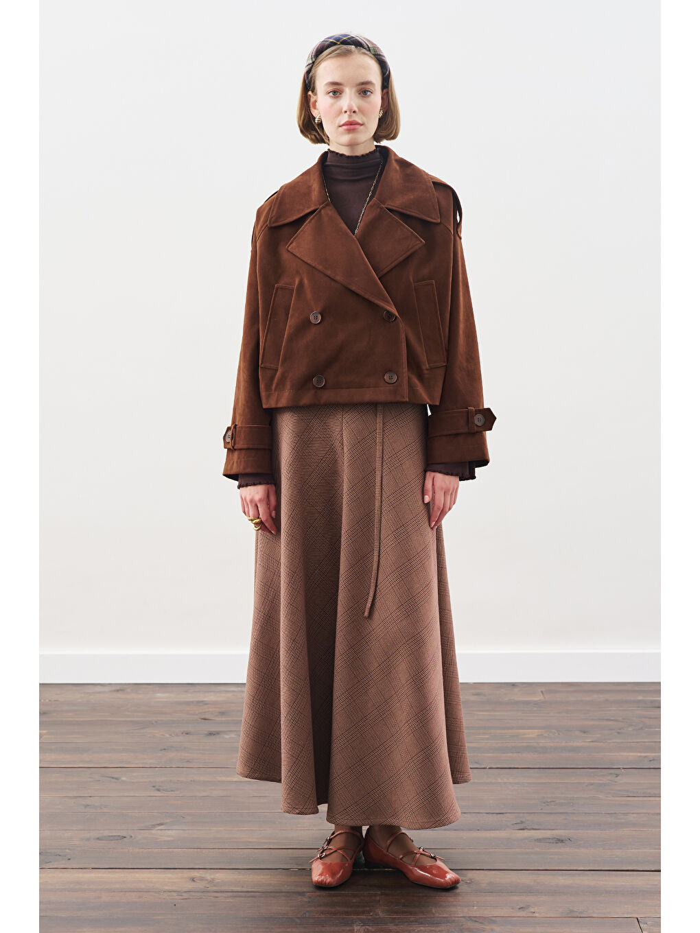 Süet Trenç Ceket Kahverengi