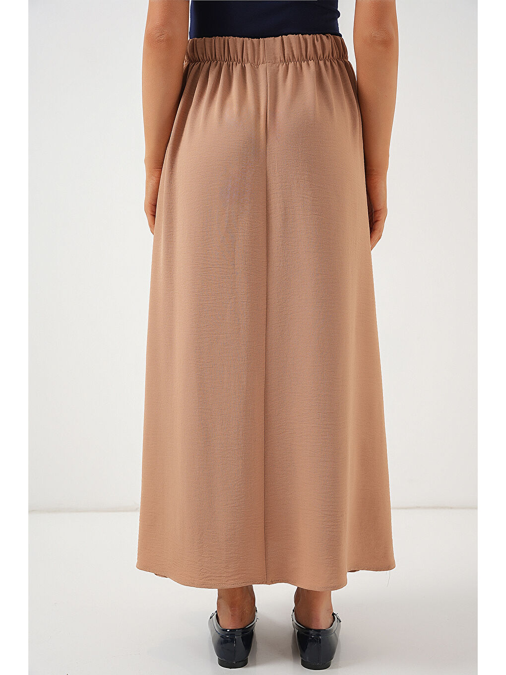 Sarı Kadın Uzun Ayrobin Etek 8050 - Camel-5