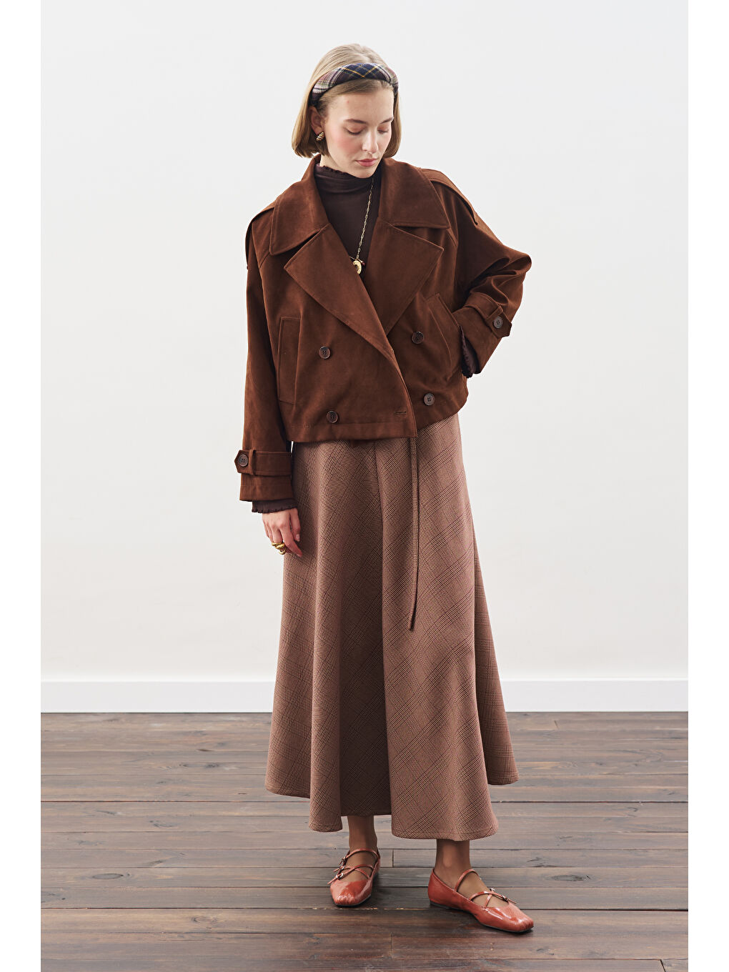 Süet Trenç Ceket Kahverengi-3