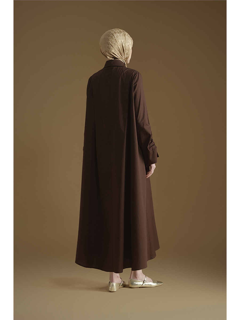 Oversize Tunik Elbise Kahverengi-5