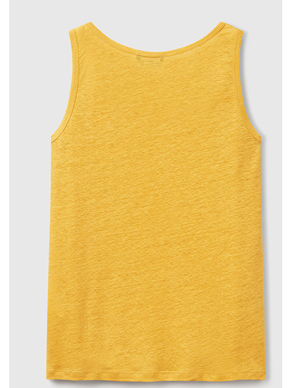 Kadın Sarı %100 Keten Yanları Yırtmaçlı Regular Fit Yuvarlak Yaka Atlet-3