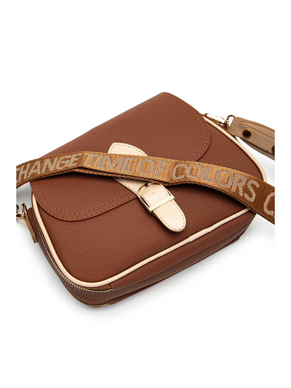 Kahverengi Çok Gözlü Suni Deri Kadın Çapraz Çanta Dave Taba-5