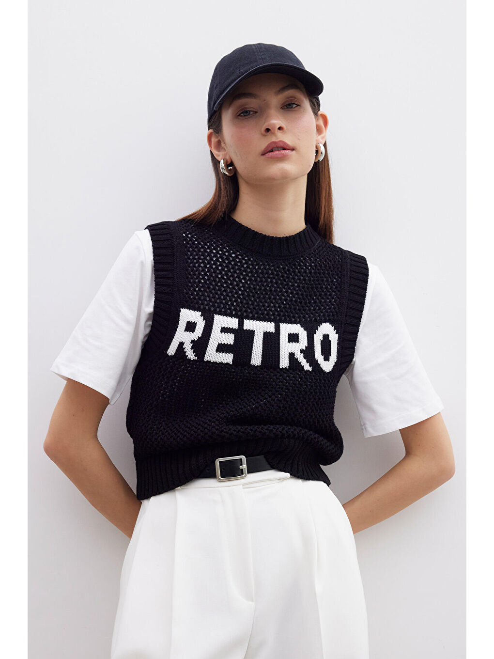 İnce Örgülü Triko Süveter Siyah-4